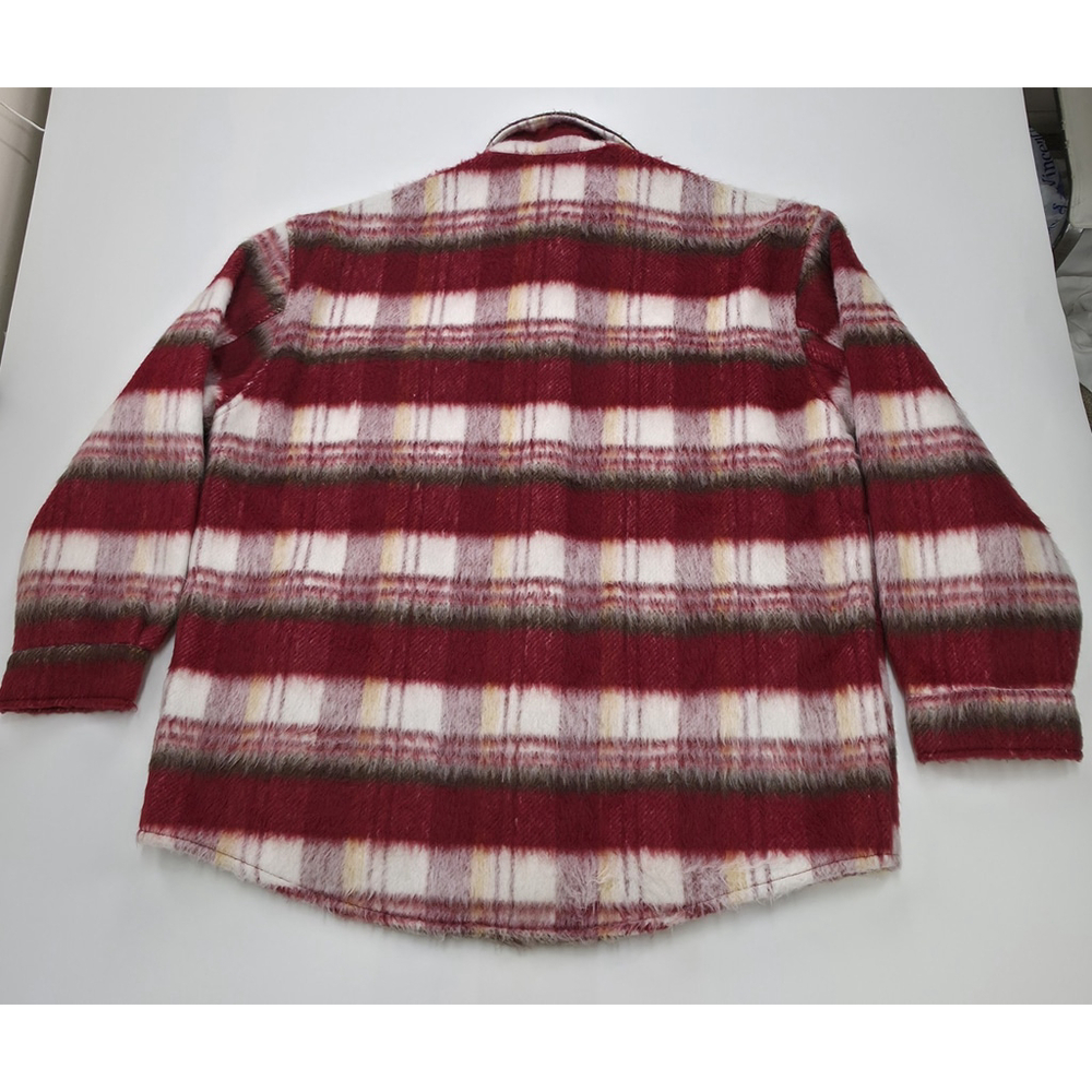Minimalist Aesthetic Plaid Shirt Jacket Mens Large Red Fleece Lined Lifestyle - Picture 9 of 14